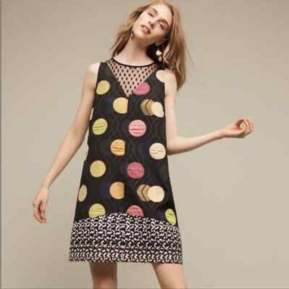 Maeve Tilde Cotton Sleeveless Polka Dot Mini A-line Dress Women's Medium Petite